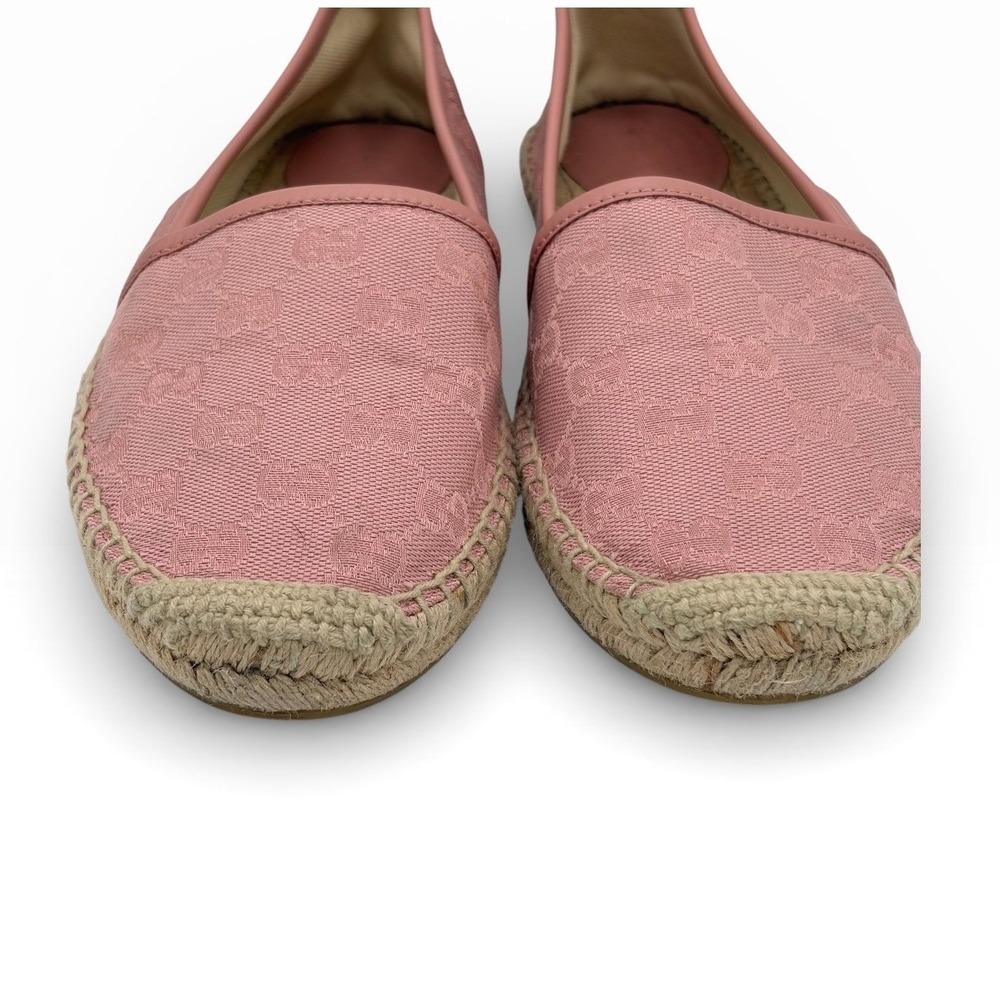 Gucci‎ GG Monogram Canvas Espadrilles 38.5 Pink Logo Slip On Flats Spain Luxury - Picture 4 of 11